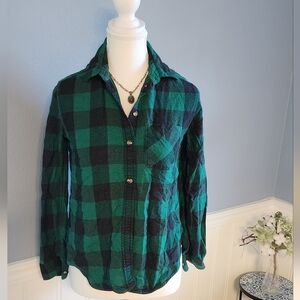 Plaid Flannel Button Down Top